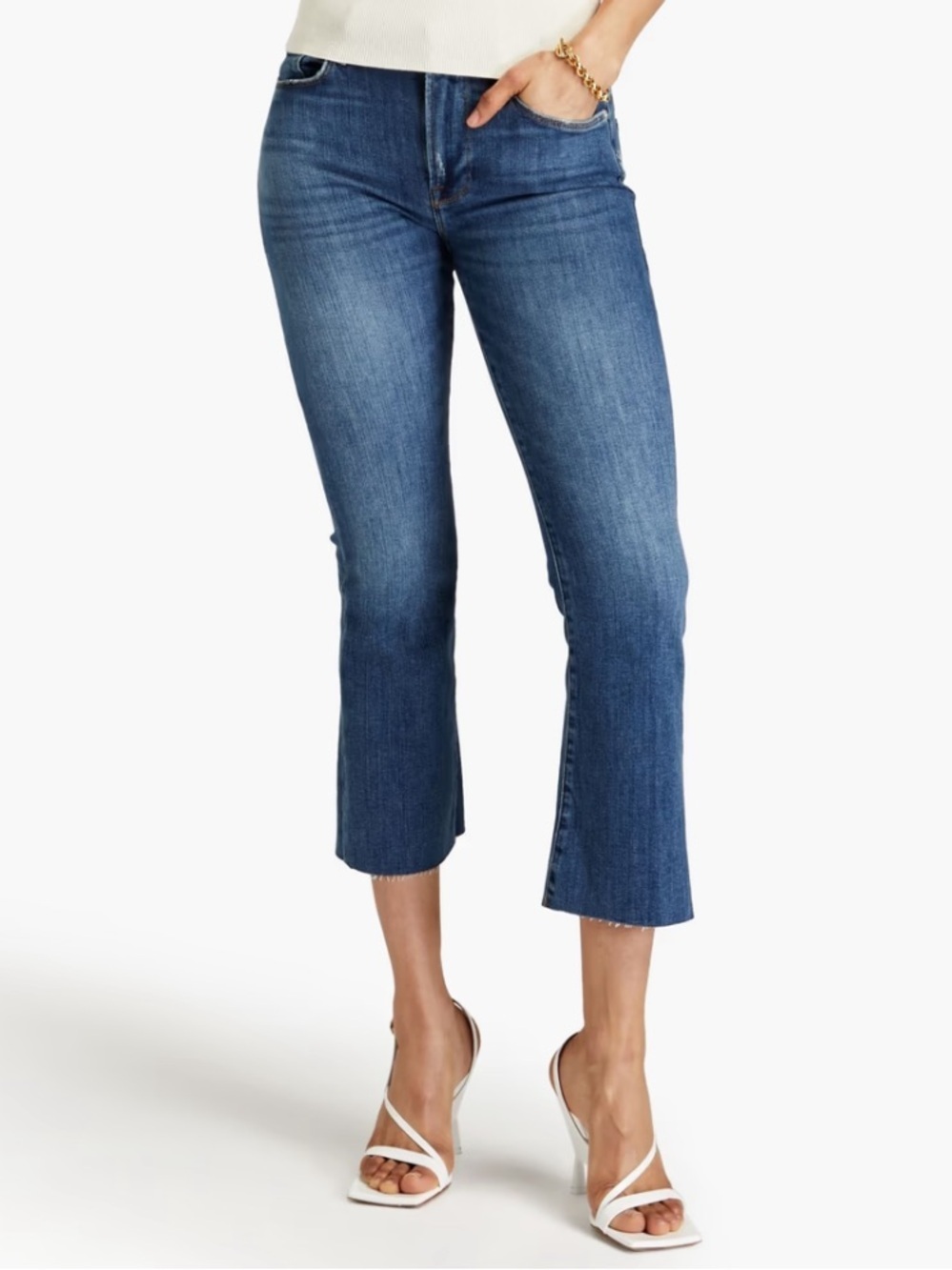 FRAME Le Crop Mini Boot Cut Medium Wash Jeans Size 27